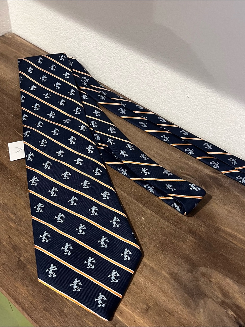 Vintage Walt Disney World 100% Silk Mens Tie Striped Mickey Mouse Silhouette NEW